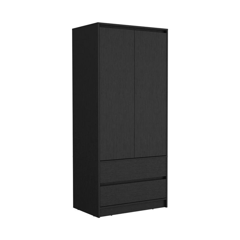 71" Transitional Wood Two Door Two Drawer Combo Dresser - Black