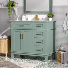 Load image into Gallery viewer, Modern Bathroom Vanity With Ceramic Sink, Soft Close Storage Cabinet
