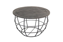 Load image into Gallery viewer, Wash Solid Wood And Cast Iron Round Distressed Coffee Table - Gray
