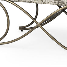 Load image into Gallery viewer, 55" Gray and Gold Chenille and Metal Upholstered Bench
