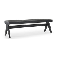 Load image into Gallery viewer, 59" Black Solid Wood and Cane Dining Bench
