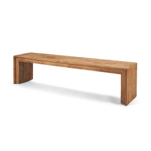Load image into Gallery viewer, 69" Natural and Brown Wood Distressed Reclaimed Wood Bench
