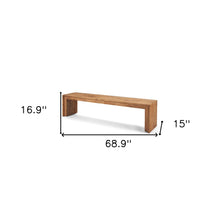 Load image into Gallery viewer, 69" Natural and Brown Wood Distressed Reclaimed Wood Bench

