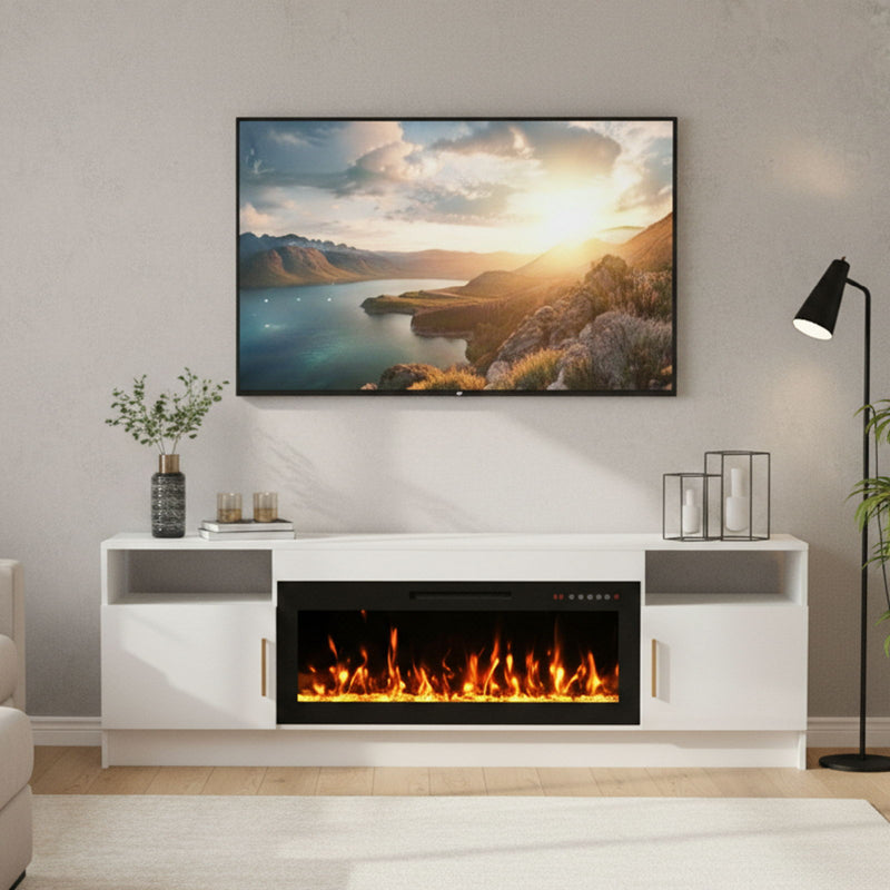 Wood Fireplace Entertainment Center With Fireplace (723800) - White