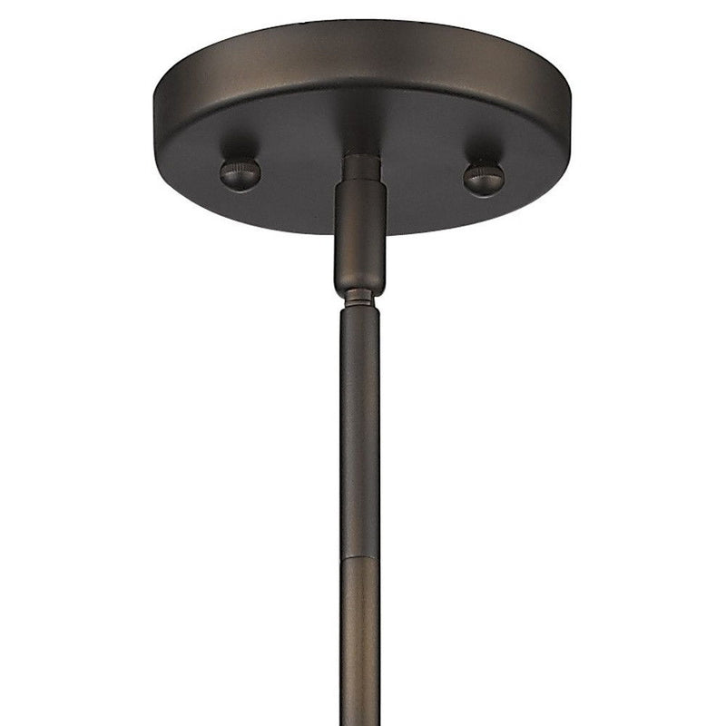 Hanging Light With Ribbed Pebbled Glass Shade - Bronze