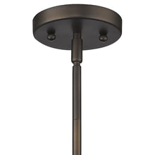 Load image into Gallery viewer, Hanging Light With Ribbed Pebbled Glass Shade - Bronze
