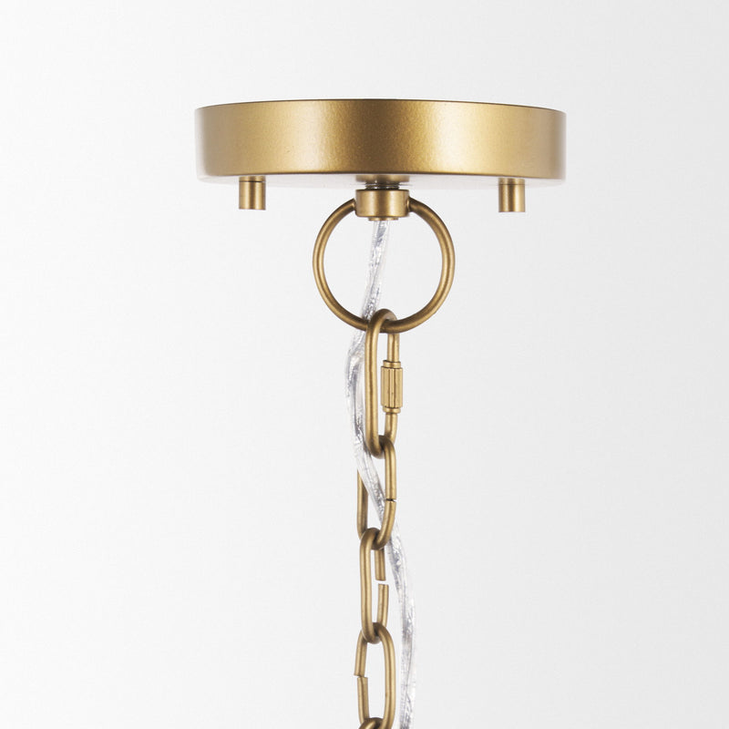 Four Light Rattan Dimmable Chandelier With Shades (731406) - Gold