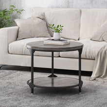 Load image into Gallery viewer, Coffee Table With Wood Patterned Tabletop And Iron Frame - Gray
