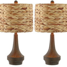 Load image into Gallery viewer, Gourd Bedside Lamps With Drum Shades (Set of 2) - Dark Brown / Natural

