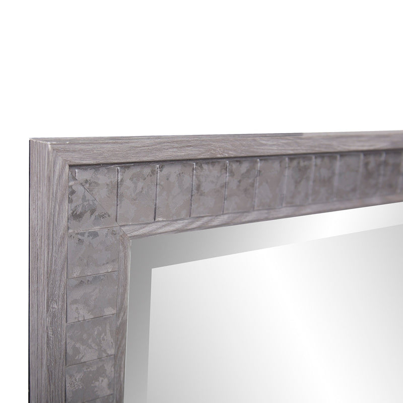 Warm Faux Square Mirror - Gray