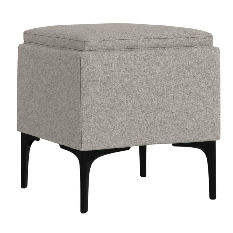 18" Upholstery Storage Ottoman - Black / Cloud