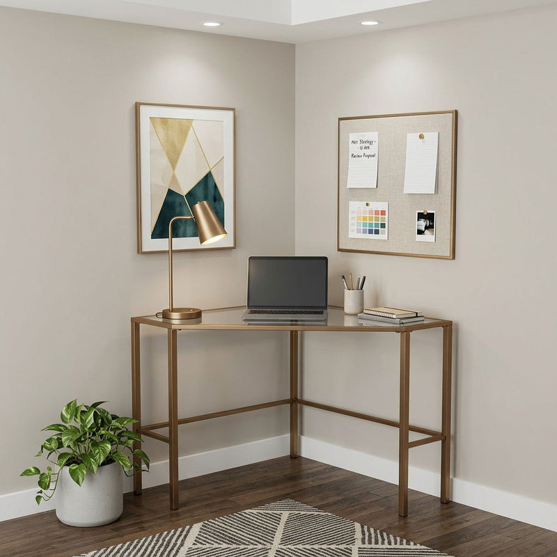 Corner Writing Desk - Clear / Gold