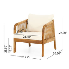 Load image into Gallery viewer, Acacia Wood And Wicker Outdoor Club Chair, Deep Seating With Soft Cushion, Porch Chairs For Garden, Backyard Porch Balcony - Brown / Beige
