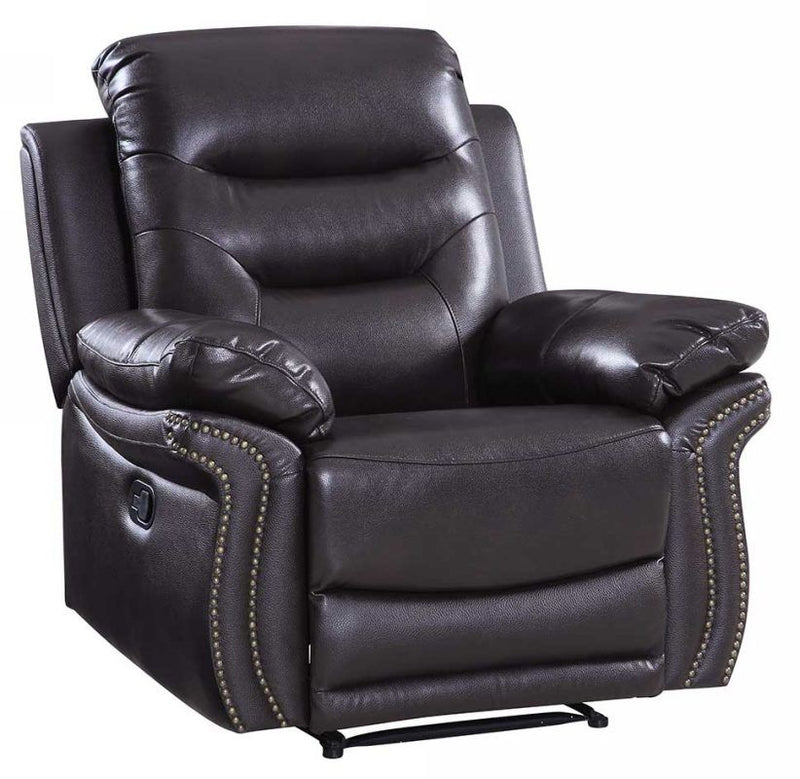 Leather Match Manual Gliding Recliner - Black