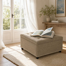 Load image into Gallery viewer, Square Tufted Storage Ottoman With Nailhead Trim
