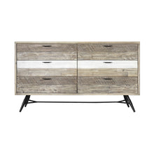 Load image into Gallery viewer, Multi Tonal Rustic Solid Wood Six Drawer Double Dresser - Natural / Ivory
