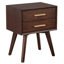 Load image into Gallery viewer, 2 Drawer Nightstand - Walnut And Gold
