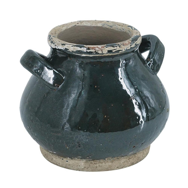 Round Jug Vase - Dark Green / Sand