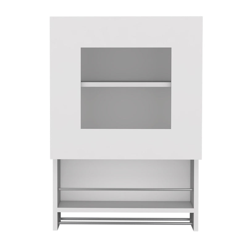 Laminate Wall Mounted China Cabinet With Single Shelf - White