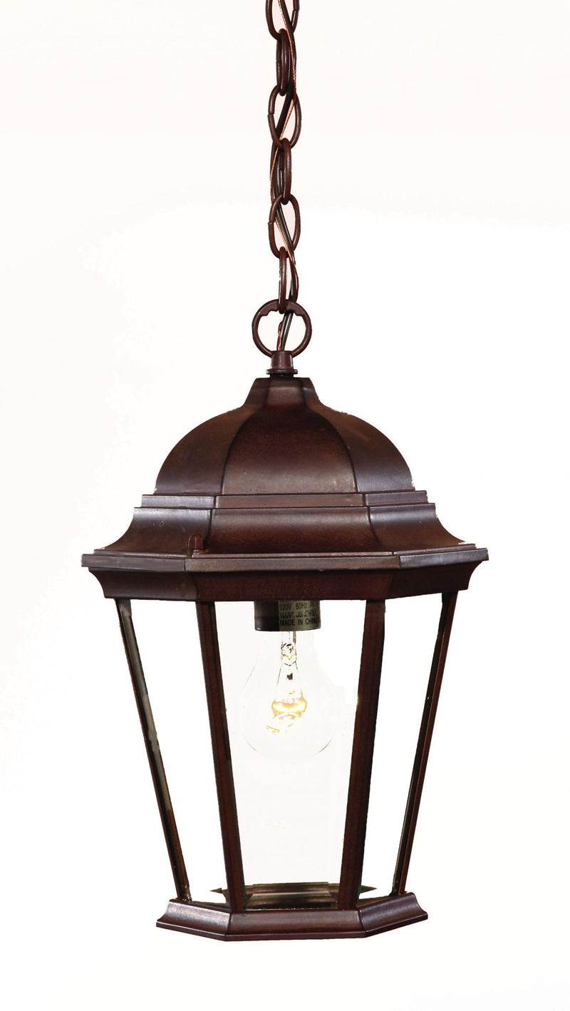 Lantern Beveled Metal Dimmable Chandelier With Clear Shades - Brown