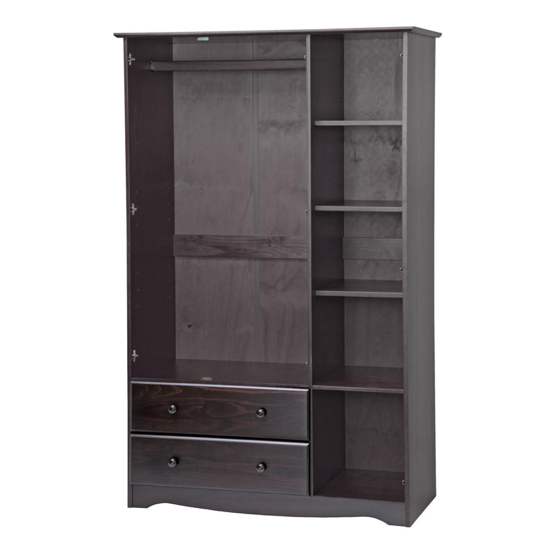 Solid Wood Three Door Two Drawer Combo Dresser (762946) - Dark Brown