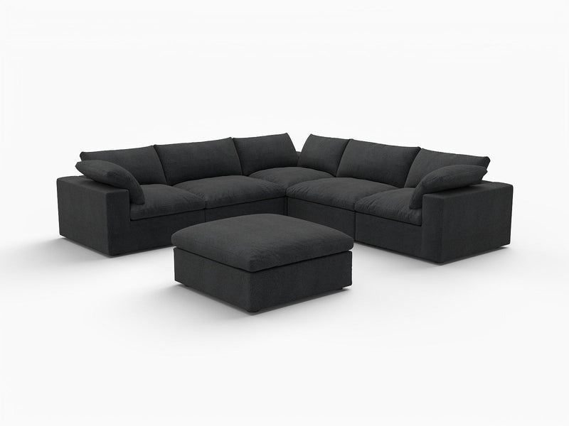 Blend Modular L Shaped Six Piece Corner Sectional - Black