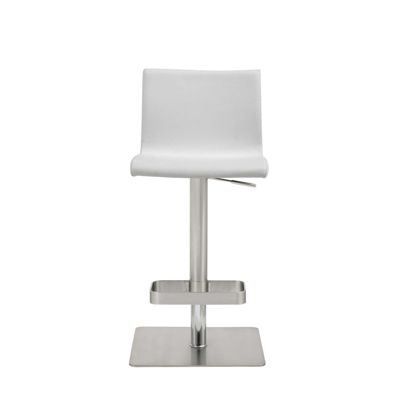 Stainless Steel Counter Height Bar Chair - White And Silver