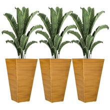 Load image into Gallery viewer, Outsunny - Outdoor Planters (Set of 3) Large Taper Planters With Drainage Holes And Plug, Faux Wood Plastic Flower Pots For Outdoor, Indoor, Garden, Patio
