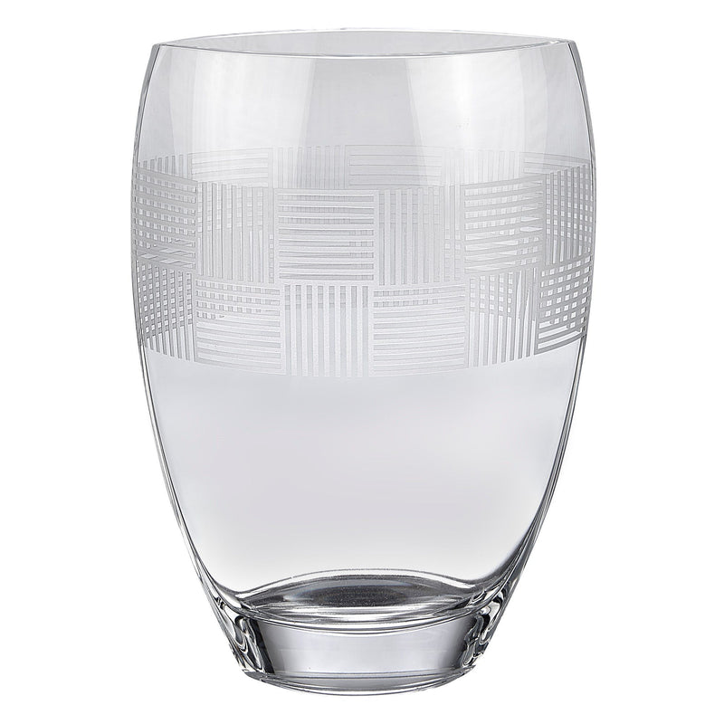 With Geometric Pattern Oval Table Vase - Clear