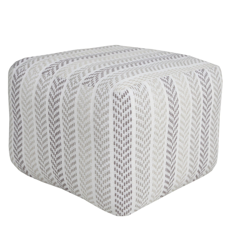 Cotton Chevron Pouf Ottoman - Gray And White
