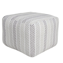Load image into Gallery viewer, Cotton Chevron Pouf Ottoman - Gray And White
