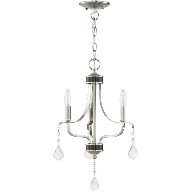 20" Three Light Dimmable Chandelier With Shades - Nickel