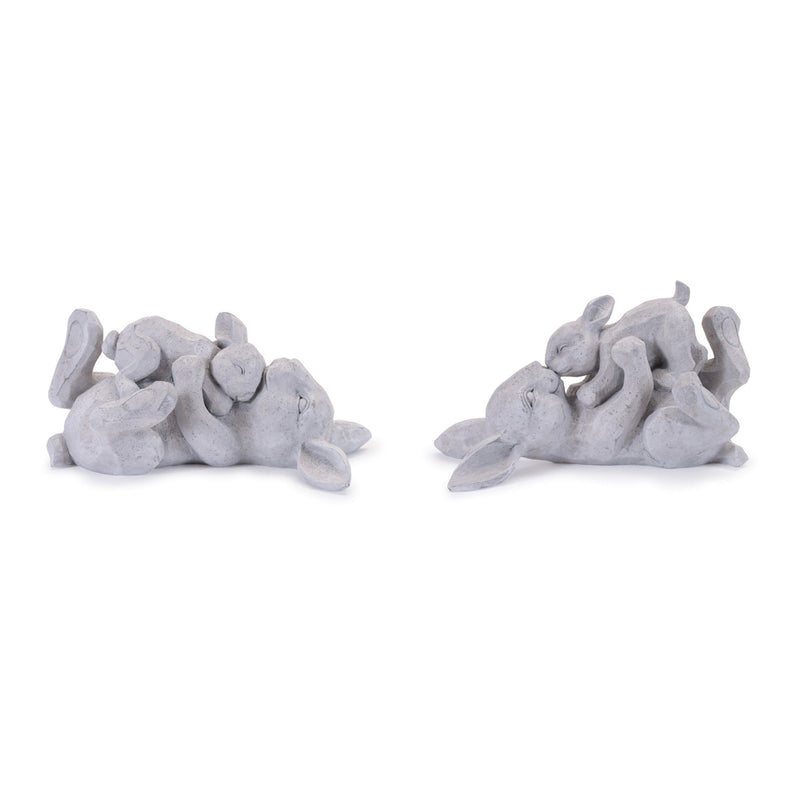 Polyresin Rabbit Figurine (Set of 2) - Gray