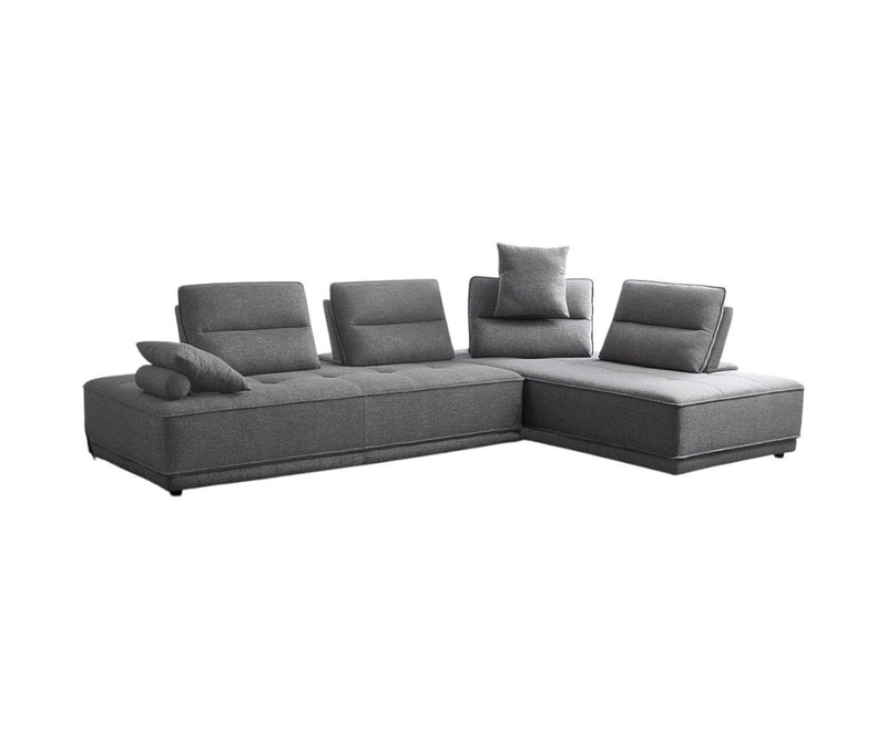 100% Polyester Stationary L Shaped Two Piece Sofa Chaise - Gray