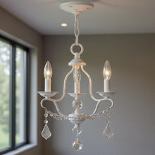 Load image into Gallery viewer, 17" Three Light Dimmable Chandelier With Shades - Antiqued White
