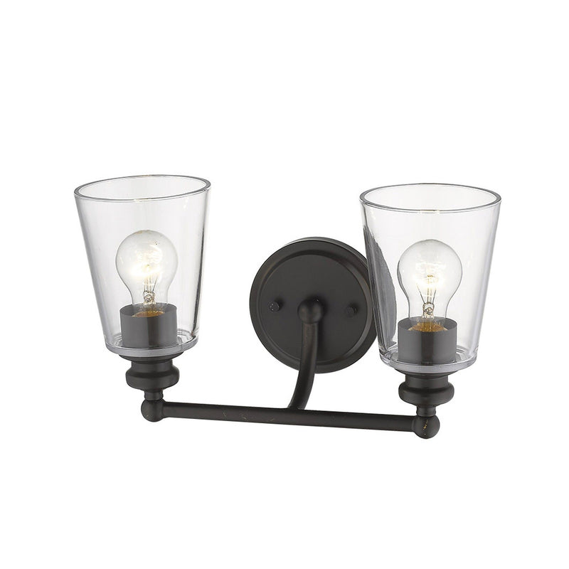 Two Light Glass Shade Wall Sconce - Antique Bronze