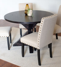 Load image into Gallery viewer, Mytzi - 5 Piece Dining Set, Cross-Buck Dining Table With 4 Stylish Chairs - Black / Beige
