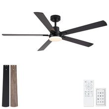 Load image into Gallery viewer, Ceiling Fan With Lights And Remot With Quiet DC Motor, 6 Speeds, Reversible Blades - Black

