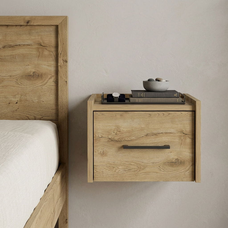 Wood One Drawer Floating Nightstand - Oak