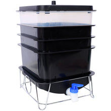 Load image into Gallery viewer, Durable Worm Farm Composting Bin With 4 Tray System For Food Waste Recycling Plastic - Black
