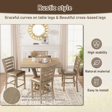Load image into Gallery viewer, Modern Farmhouse Square Counter Table Solid Wood Rubberwood Antique Finishing Rustic Look Distressed Look Wire Brushed For 4 Seaters - Grayish Brown
