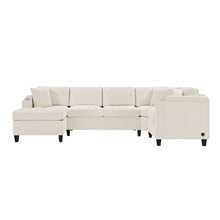 Load image into Gallery viewer, U Shaped Sectional Sofa, Corner Living Room Couch With Built In Cup Holders, Storage, USB Ports
