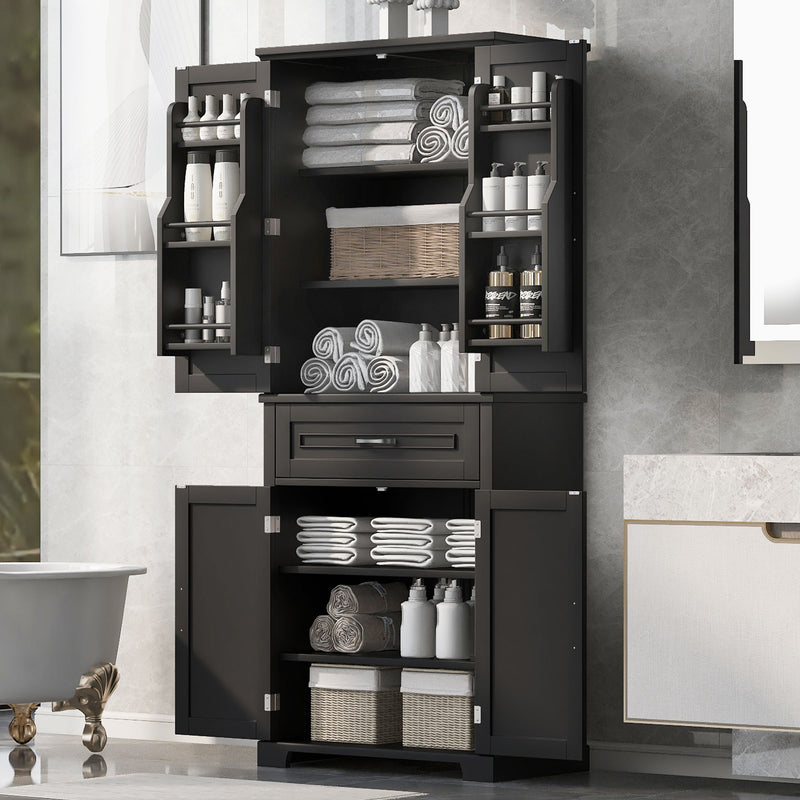 Bathroom Storage Cabinet With Doors And Drawer, Adjustable Shelf
