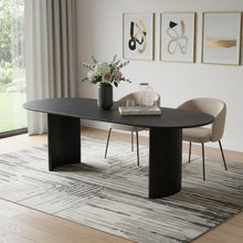 Load image into Gallery viewer, 79" Solid Wood Double Pedestal Base Oval Dining Table - Black
