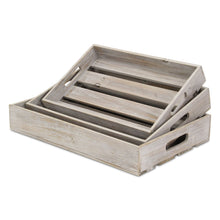 Load image into Gallery viewer, 19" Rectangular Wood Handmade Tray With Handles - Gray
