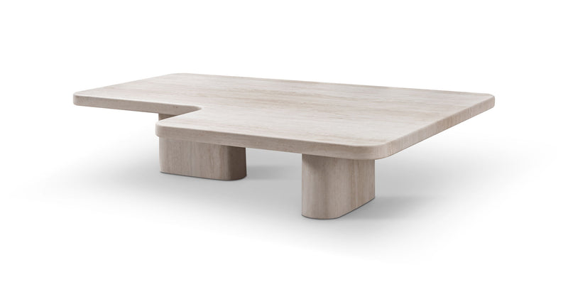 Genuine Marble Marble Free Form Double Pedestal Coffee Table (723494) - Beige
