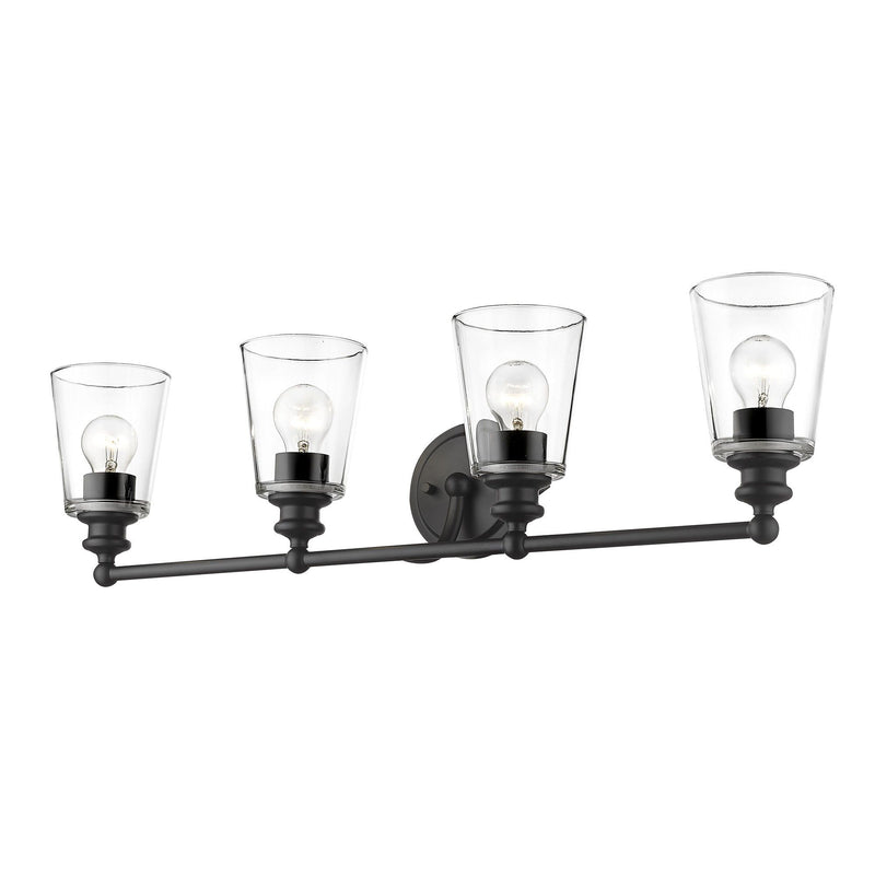 Metal And Glass Vanity Flush Mounted Sconce (398766) - Black And Clear