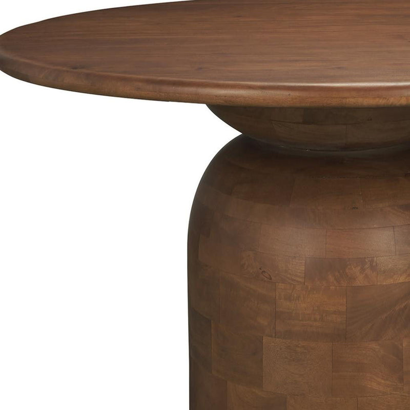 Solid Wood Pedestal Base Round Top Dining Table (727907) - Brown
