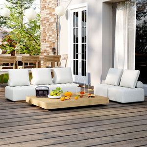 Outdoor Modular Sofa, with Aluminum Structure, Support Cushion and Back Cushion Cover-Removable, Fade-resistant, Waterproof Sofa Cover Included,Beige (The rate : Based on a single piece )