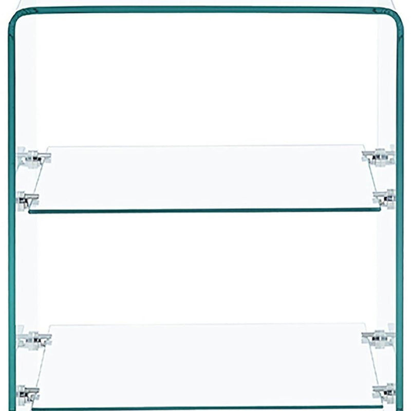 Glass Floor Shelf End Table With Two Shelves - Clear